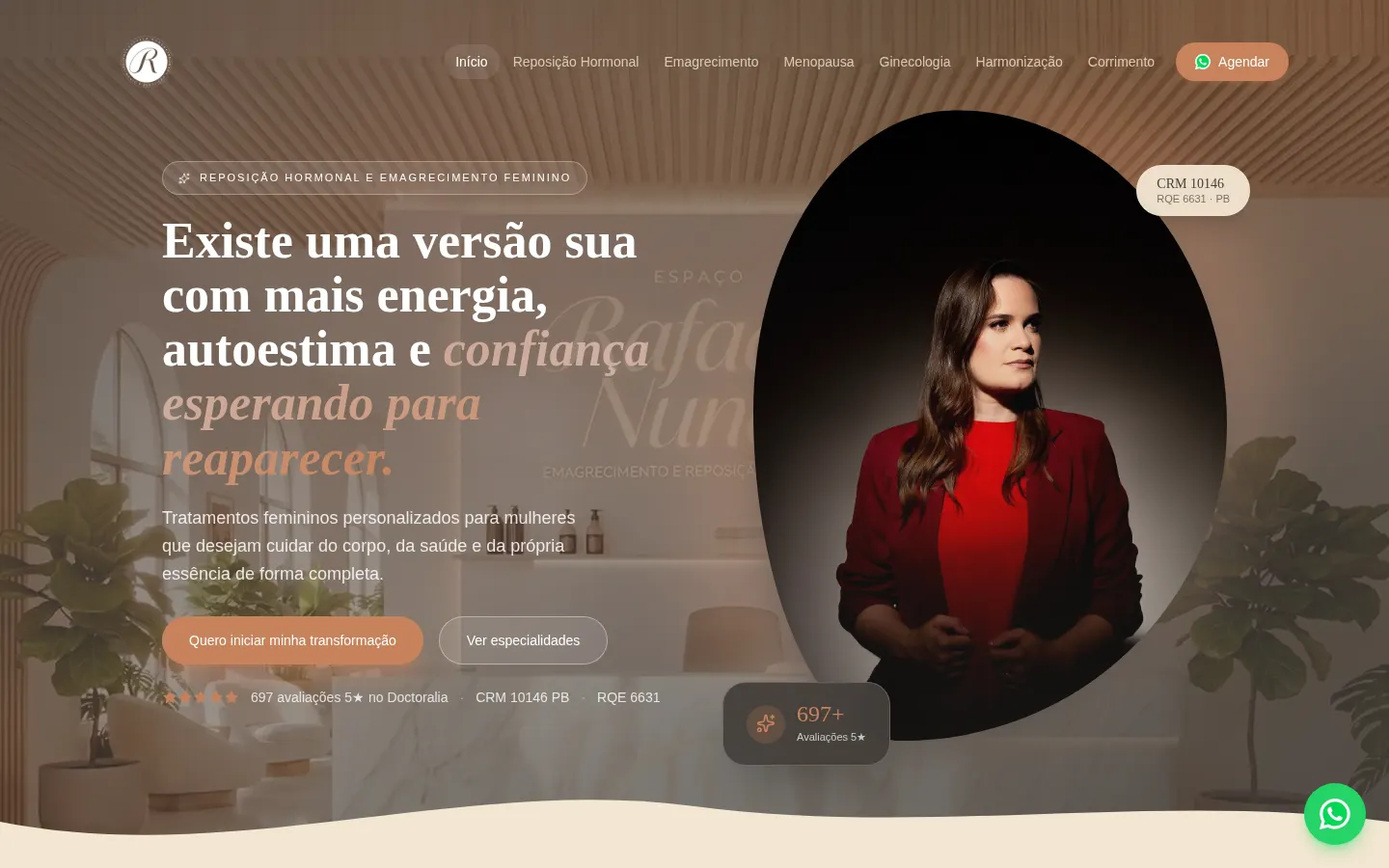 Home do site da Dra. Rafaela Nunes, ginecologista e obstetra em Campina Grande